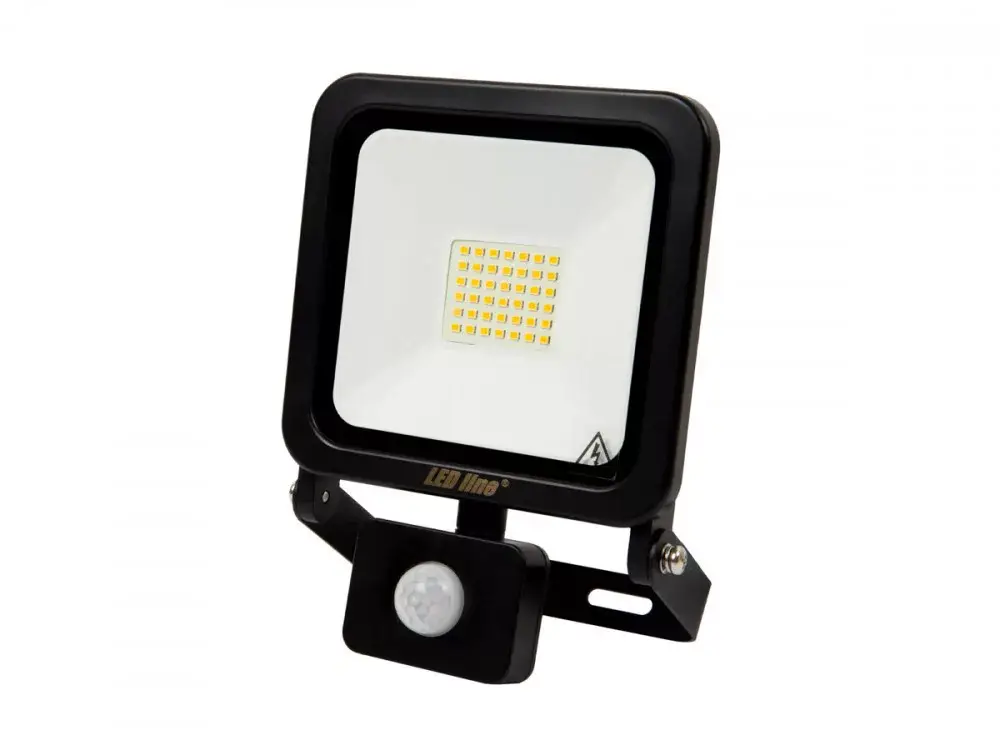 PRIME mozgásérzékelős LED-reflektor, 120°, IP65, 30 W, Hideg fehér, fekete LL-477019 LED line Szezonális akció