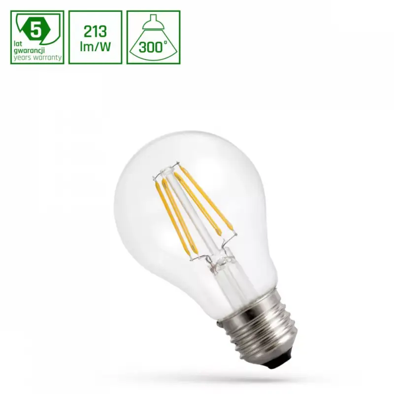 Kiárusítás E27 LED-fényforrás, 6,8 W, filament, Természetes fehér, 5 év garancia NW 4000K 1450lm, WOJ14664 SpectrumLED