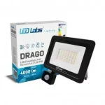 DRAGO mozgásérzékelős LED-reflektor, 90°, IP44, 50 W, Természetes fehér, fekete LAB-17-0000-13 LED Labs Árcsökkenés
