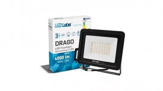 Vásárlói kedvenc DRAGO LED-reflektor, 90°, IP65, 50 W, Természetes fehér, fekete LAB-17-0000-10 LED Labs