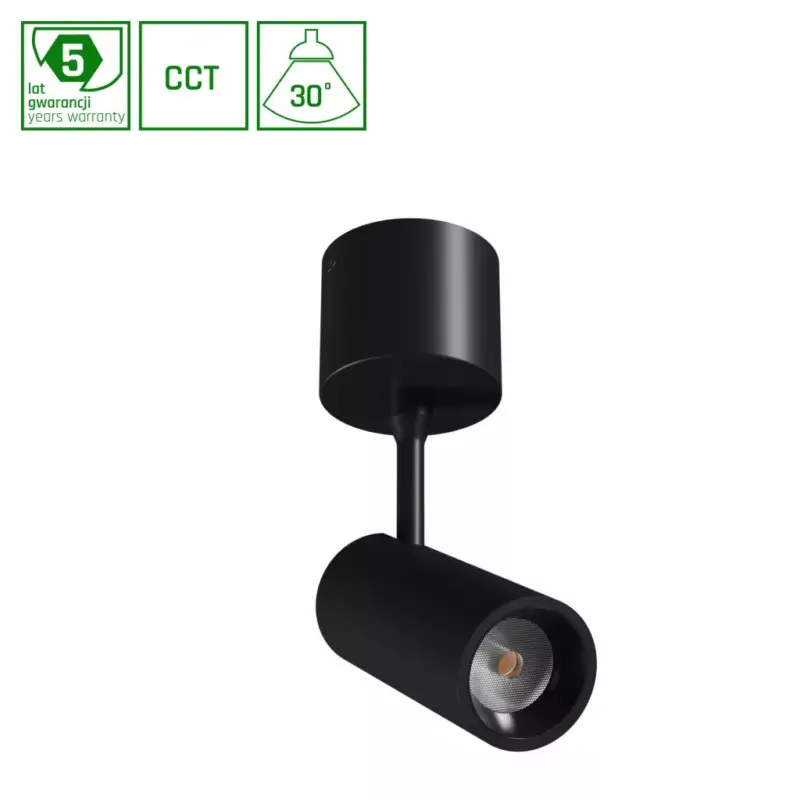 SPOT M OPRAWA NATYNKOWA 10W CCT 230V 30st IP20 śr.44 x145x205mm CZARNY 5 LAT GW. SPECTRUM WLD20018_CCT SpectrumLED Szuper akció