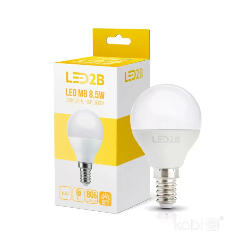 Gyors szállítás E14 LED-fényforrás, 9 W, Meleg fehér WW 3000K 806lm, KOBI-001284 KOBI
