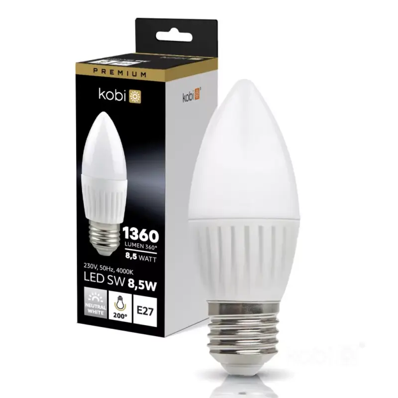 E27 LED-fényforrás, 8.5 W, Természetes fehér, Prémium NW K lm, KOBI-004465 SpectrumLED Kihagyhatatlan ajánlat