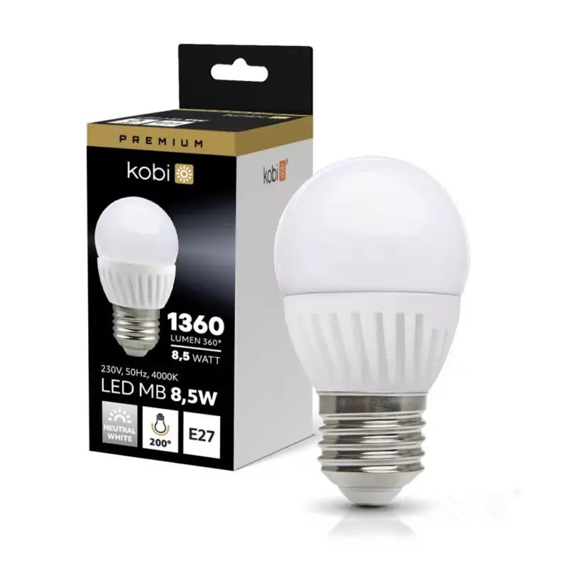 E27 LED-fényforrás, 8.5 W, Természetes fehér NW 4000K 1360lm, KOBI-004462 KOBI Gyors kiszállítás
