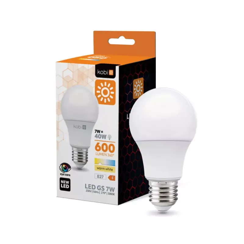 Legkelendőbb E27 LED-fényforrás, 7 W, Meleg fehér WW K lm, KOBI-001190 SpectrumLED