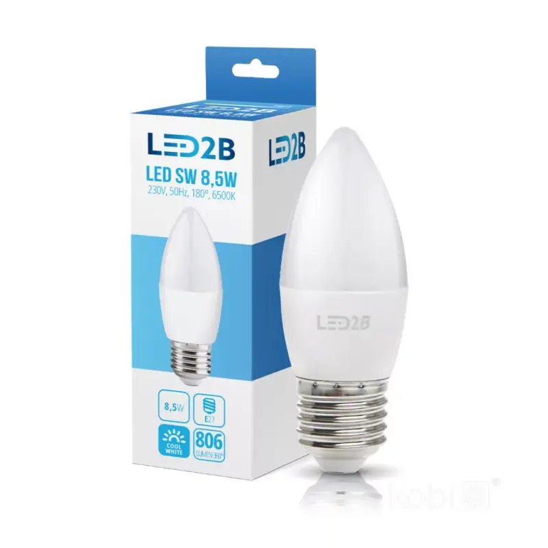 E27 LED-fényforrás, 9 W, Hideg fehér CW 6500K 806lm, KOBI-001306 KOBI Újdonság