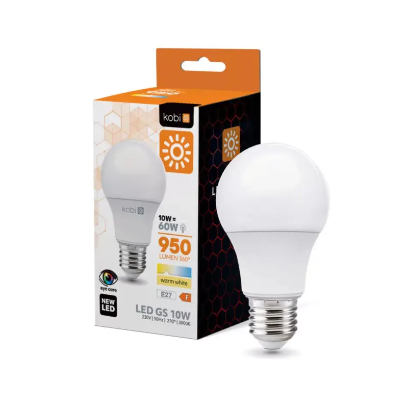 E27 LED-fényforrás, 10 W, Meleg fehér WW K lm, KOBI-001171 SpectrumLED Végkiárusítás