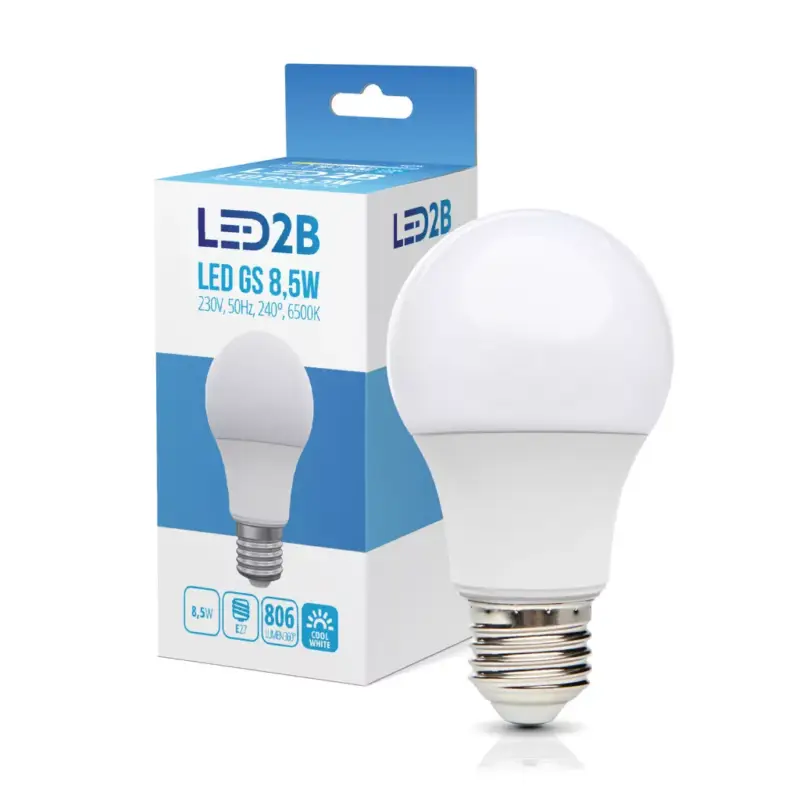 E27 LED-fényforrás, 9 W, Hideg fehér CW 6500K 806lm, KOBI-001273 KOBI Végkiárusítás
