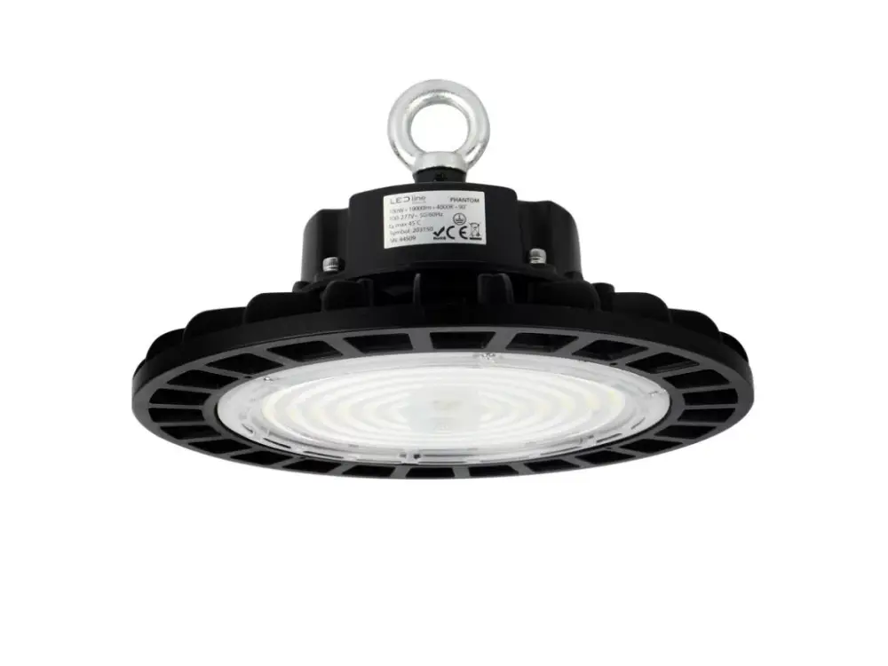 PHANTOM Csarnokvilágító, 120°, IP65, IK08, 100 W, szabályozható, Természetes fehér, fekete LL-207028 LED line Kedvezményes ár