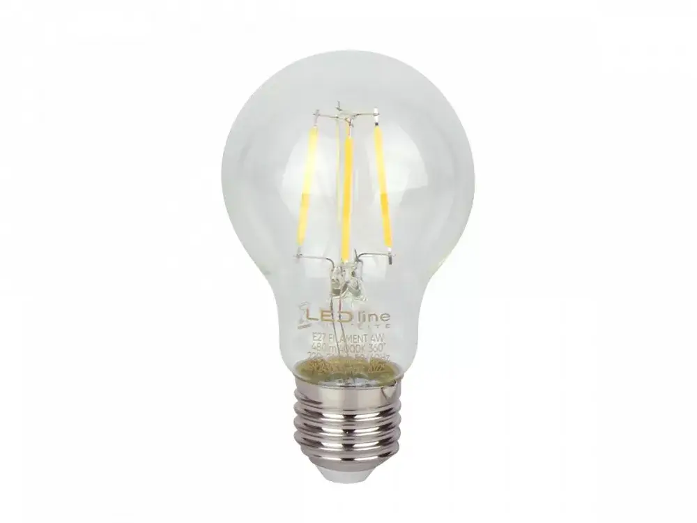E27 LED-fényforrás, 4 W, filament, Természetes fehér NW 4000K 480lm, LL-202252 LED line Bestseller