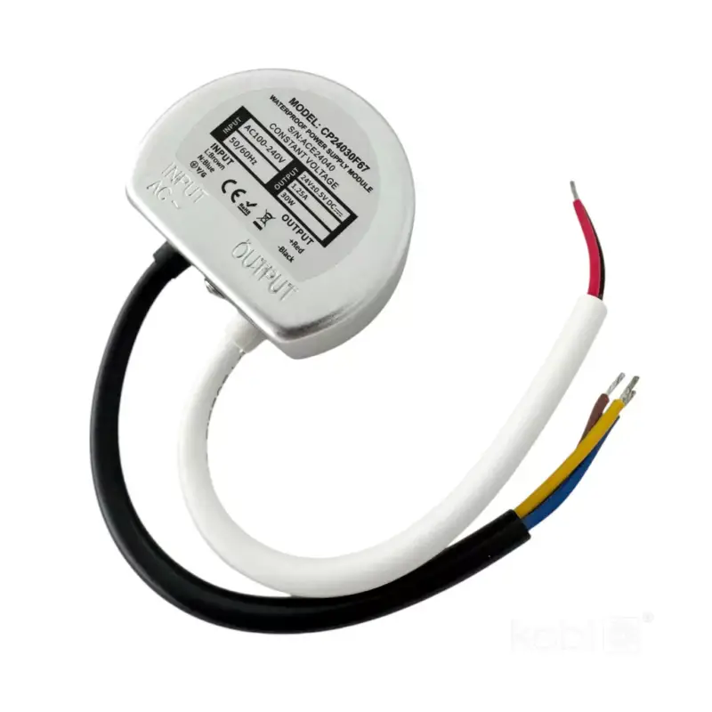 Gyors szállítás Hermetic LED Power Supply 24V 30W 1,25A IP67 KOBI-004582 KOBI