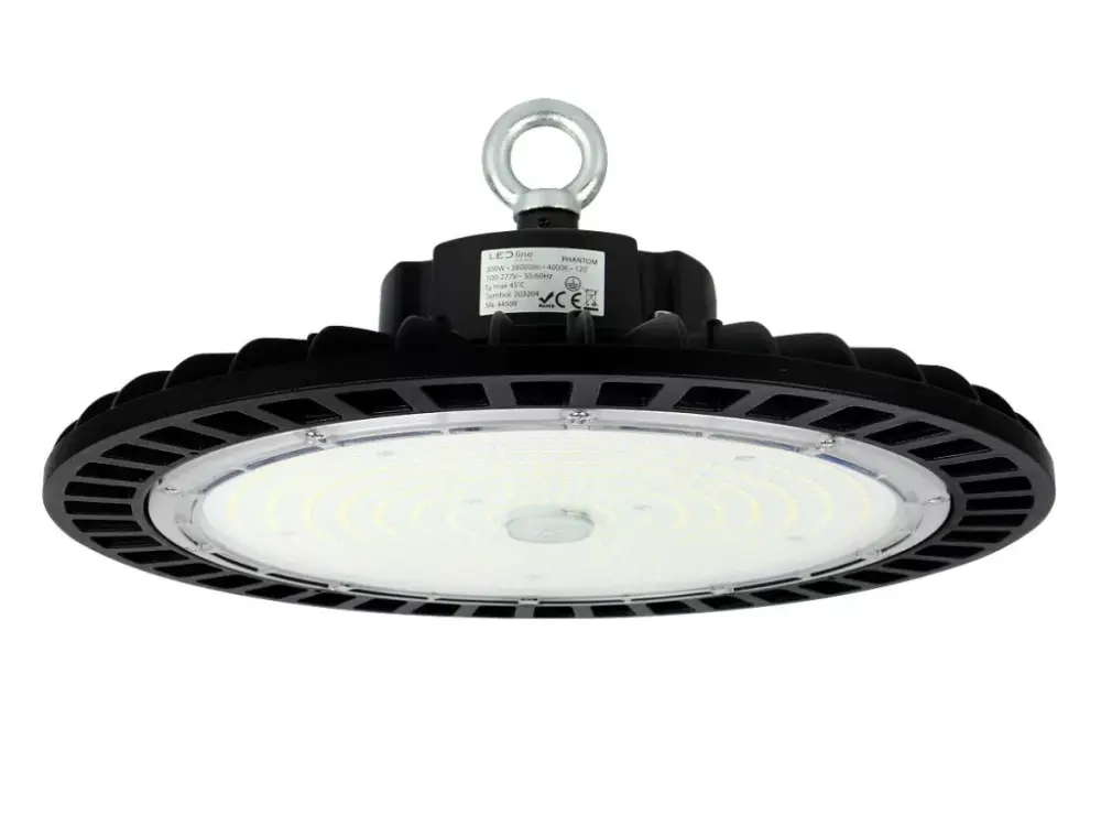 PHANTOM Csarnokvilágító, 120°, IP65, IK08, 200 W, Természetes fehér, fekete, 5 év garancia LL-219236 LED line Legkelendőbb