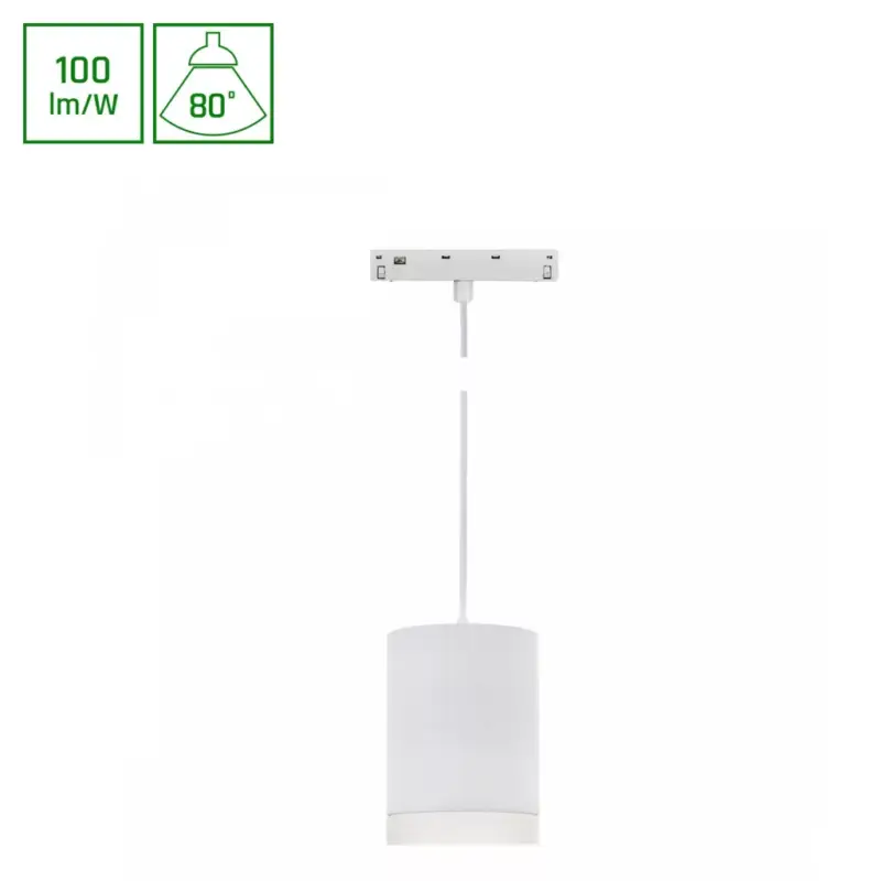 Biztonságos fizetés SYSTEM SHIFT BASIC - HANGIT LUMINAIRE SUSPENDED 55X95MM (1100MM WIRE) 7W 4000K WHITE WLD70040NW SpectrumLED