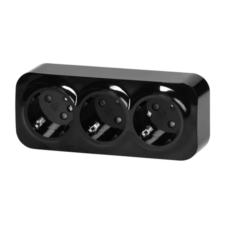 Orno Falon kívüli hármas dugalj, fekete, 2P+F 16A 230V IP20 OR-OE-7209 Bestseller