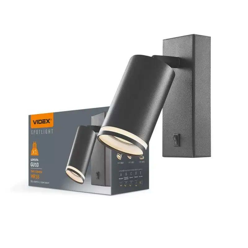 Expressz szállítás Wall-mounted spot luminaire VIDEX-GU10-KENT-BLACK